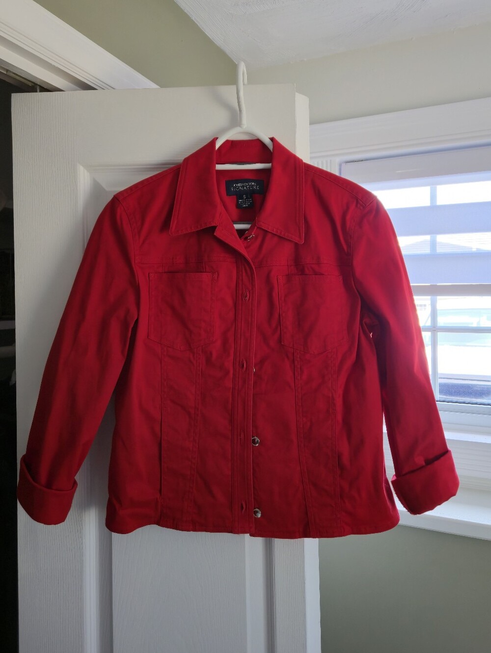 Liz Claiborne Red Cotton Denim Style Jacket